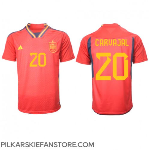 Tanie Strój piłkarski Hiszpania Daniel Carvajal #20 Koszulka Podstawowej MŚ 2022 Krótkie Rękawy